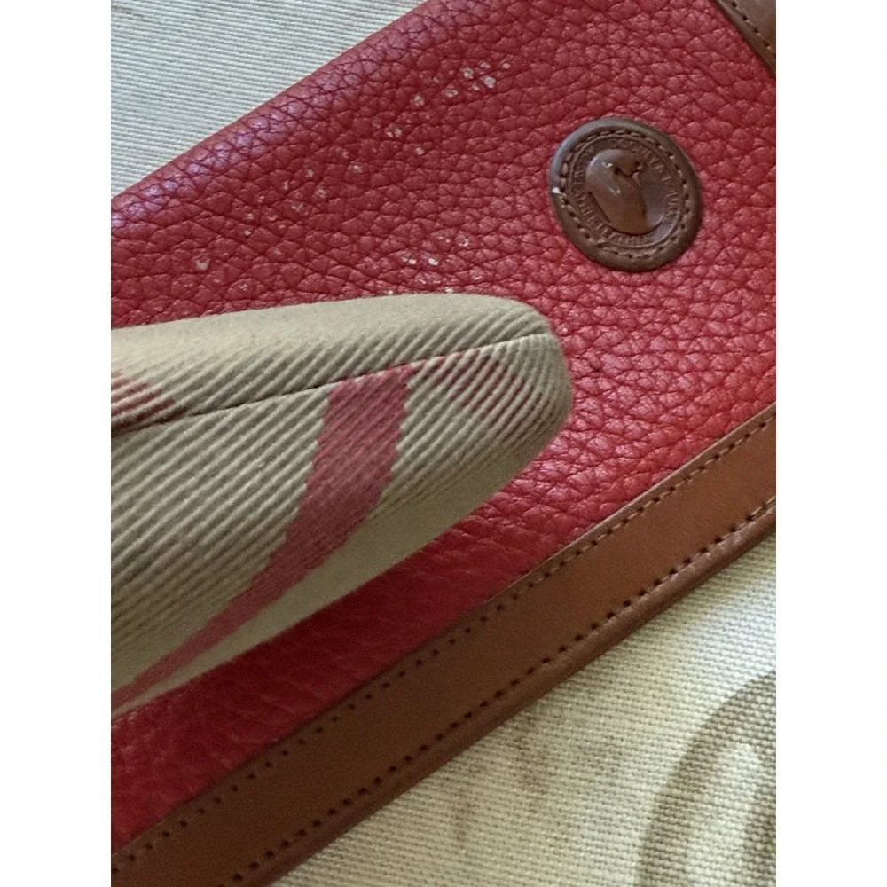Lot 2 Designer Eyeglass Cases Burberry Nova Check + Dooney Bourke Red Leather